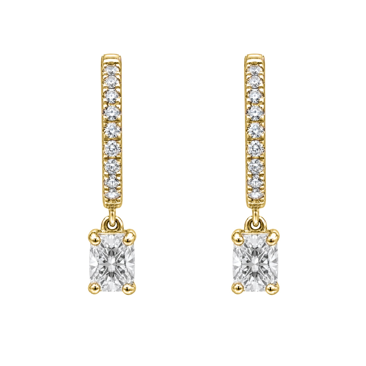 1-3 ctw Long Cushion With Round Hoop Earrings