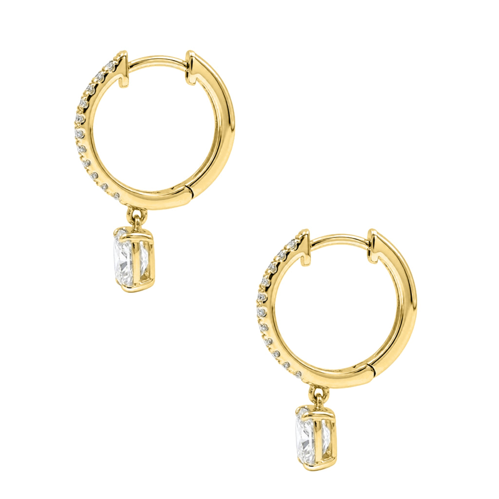 1-3 ctw Long Cushion With Round Hoop Earrings