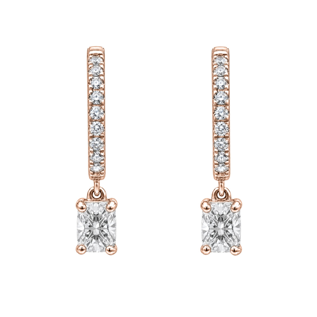 1-3 ctw Long Cushion With Round Hoop Earrings