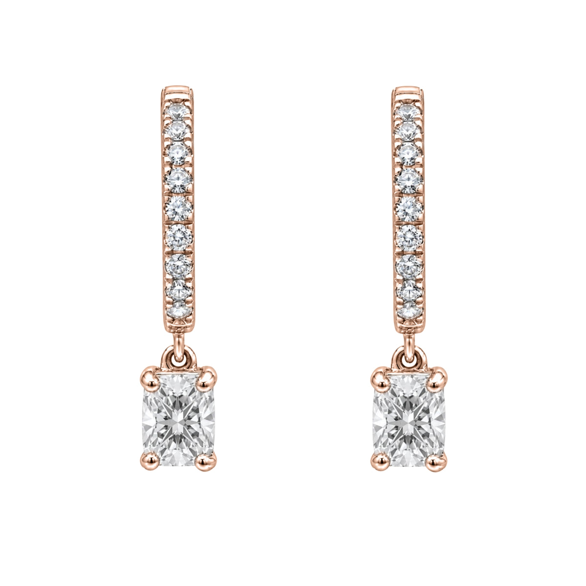 1-3 ctw Long Cushion With Round Hoop Earrings