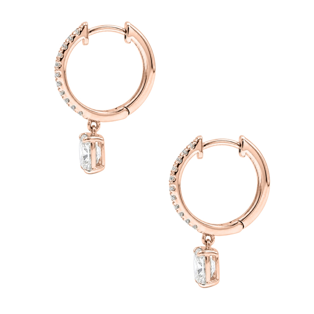 1-3 ctw Long Cushion With Round Hoop Earrings