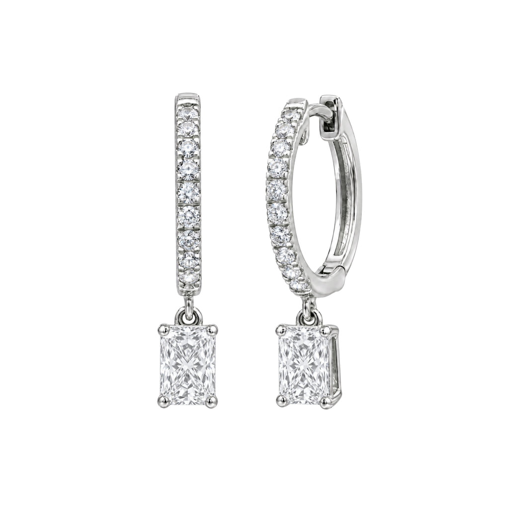 1-3 ctw Radiant With Round Hoop Earrings