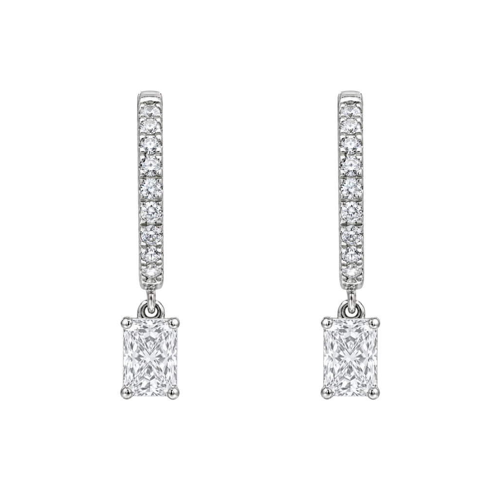 1-3 ctw Radiant With Round Hoop Earrings