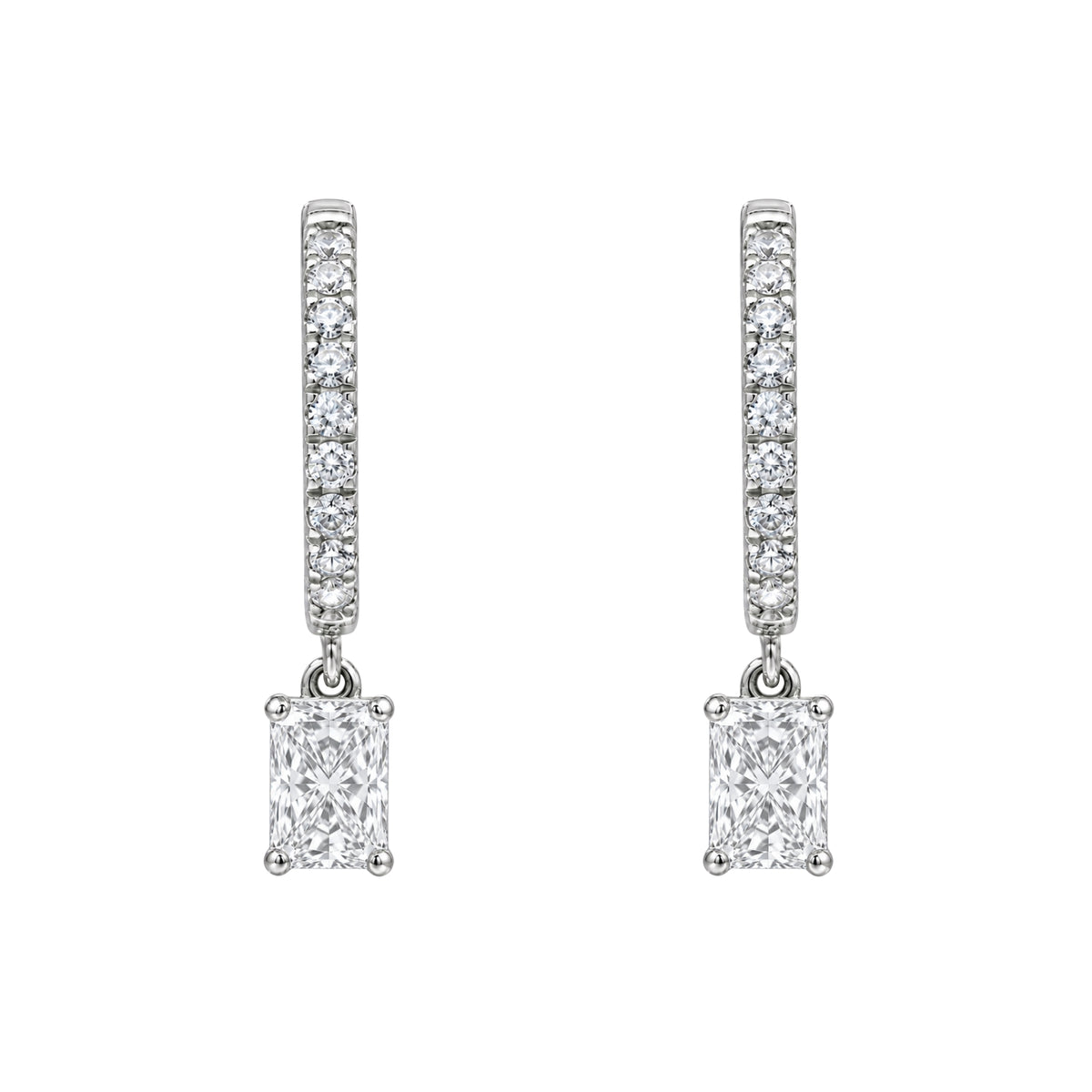 1-3 ctw Radiant With Round Hoop Earrings