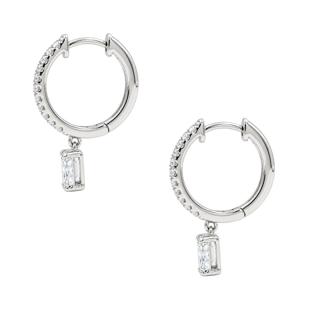1-3 ctw Radiant With Round Hoop Earrings