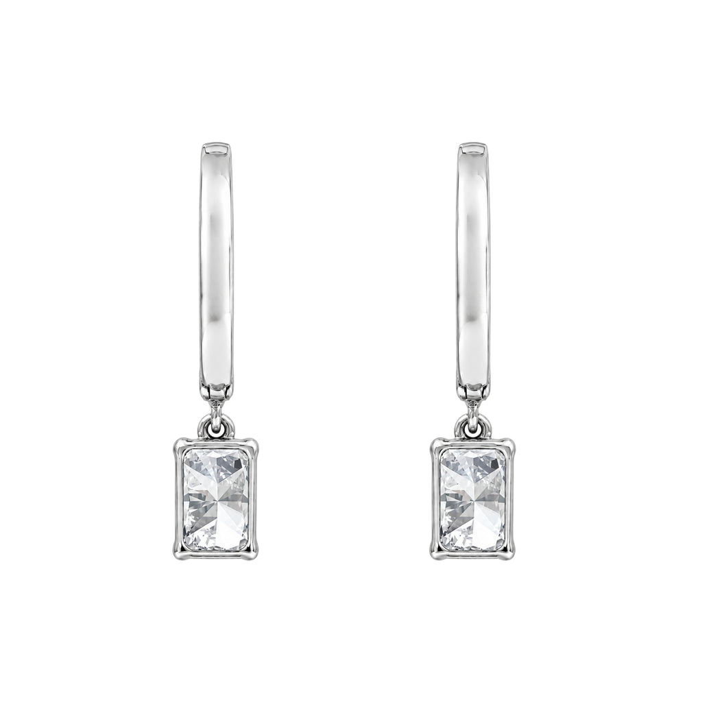 1-3 ctw Radiant With Round Hoop Earrings