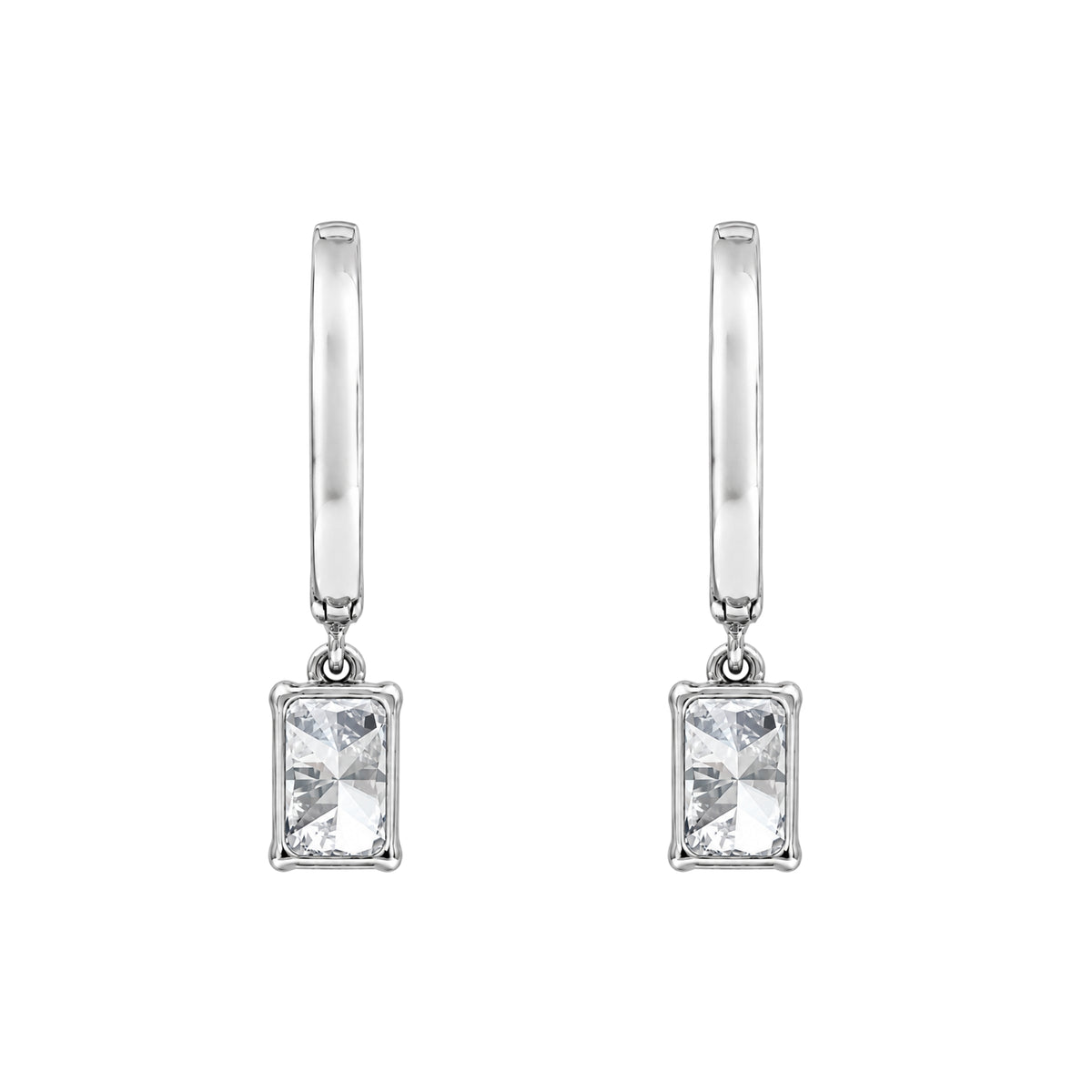 1-3 ctw Radiant With Round Hoop Earrings