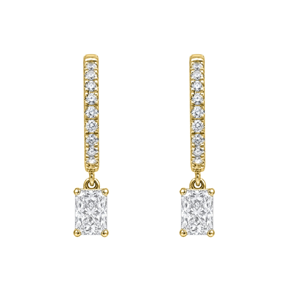 1-3 ctw Radiant With Round Hoop Earrings