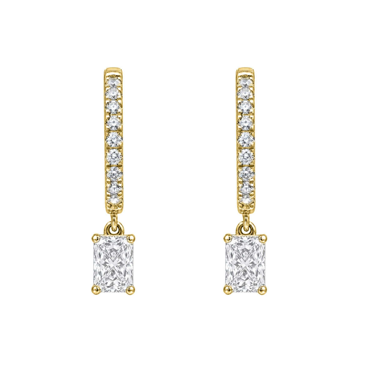 1-3 ctw Radiant With Round Hoop Earrings