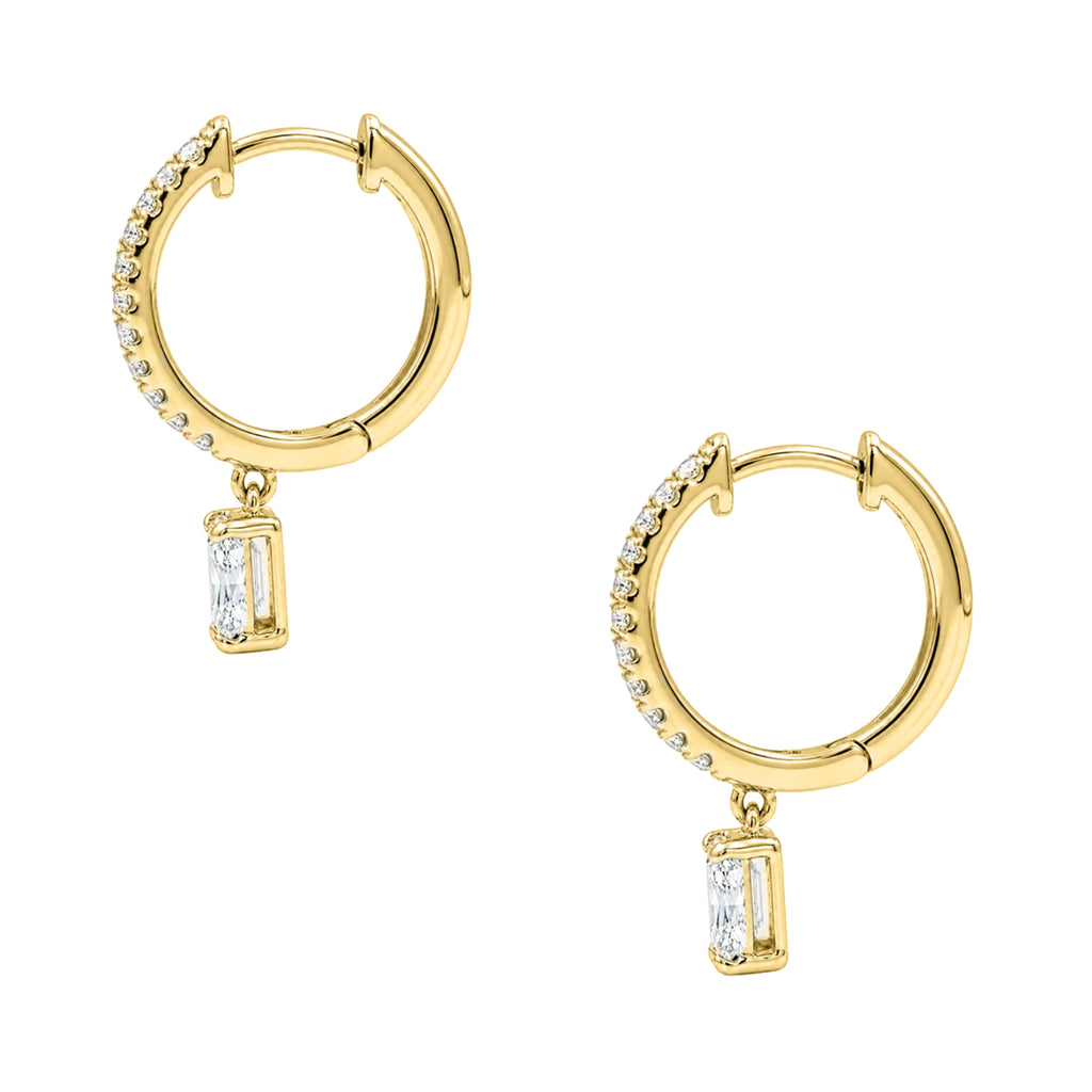 1-3 ctw Radiant With Round Hoop Earrings