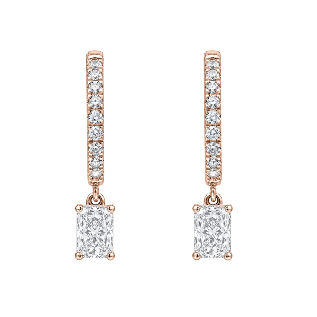 1-3 ctw Radiant With Round Hoop Earrings