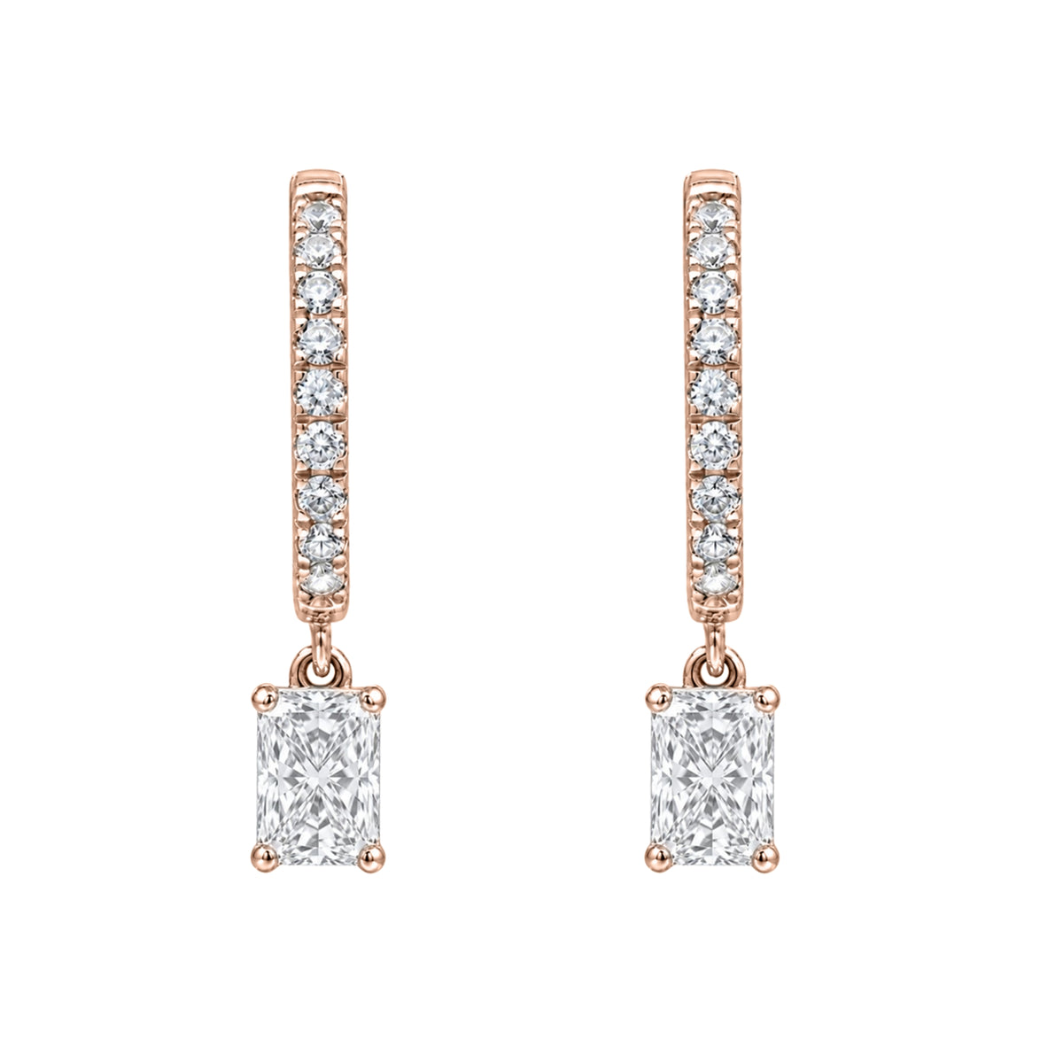 1-3 ctw Radiant With Round Hoop Earrings