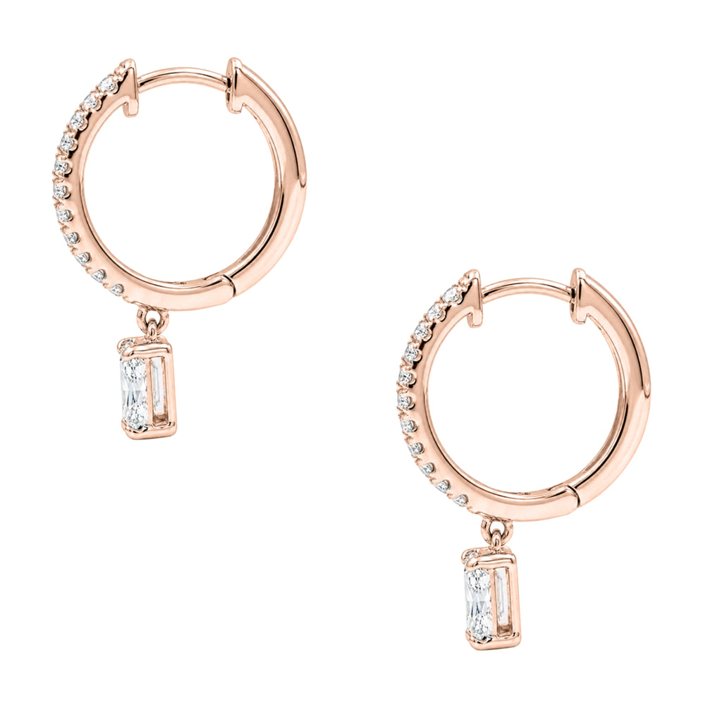 1-3 ctw Radiant With Round Hoop Earrings
