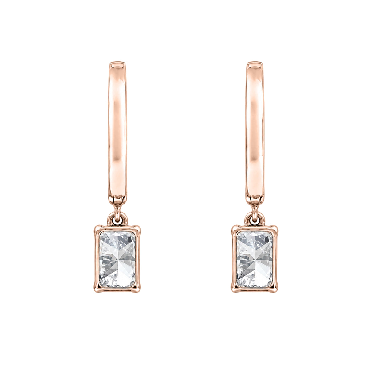 1-3 ctw Radiant With Round Hoop Earrings