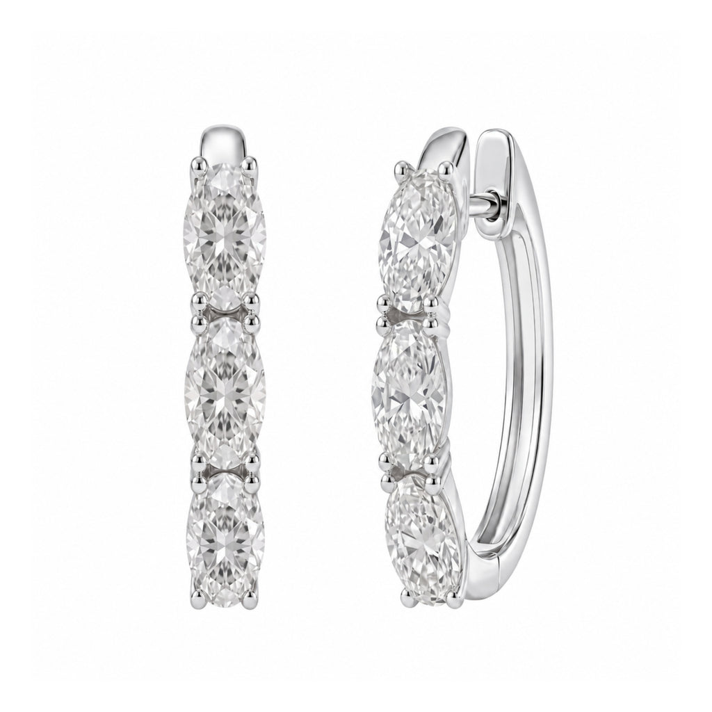1-3 ctw Oval Hoop Earrings