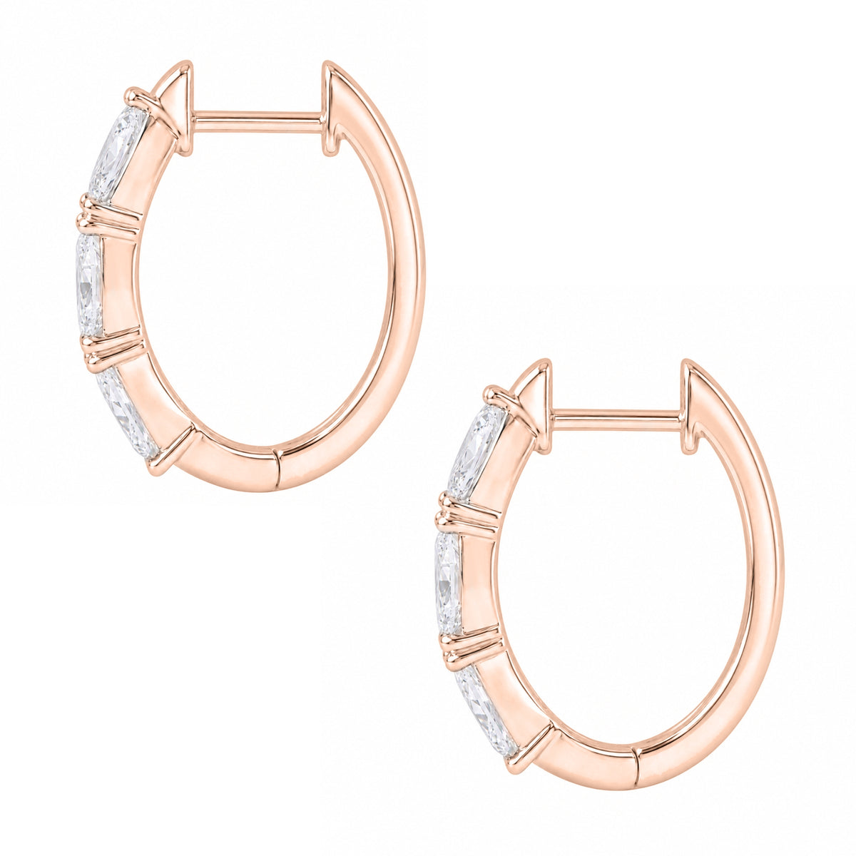 1-3 ctw Oval Hoop Earrings
