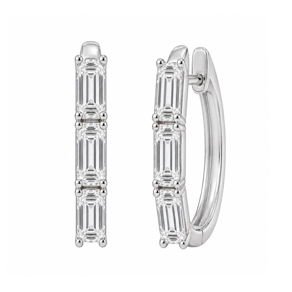 1-3 ctw Emerald Hoop Earrings