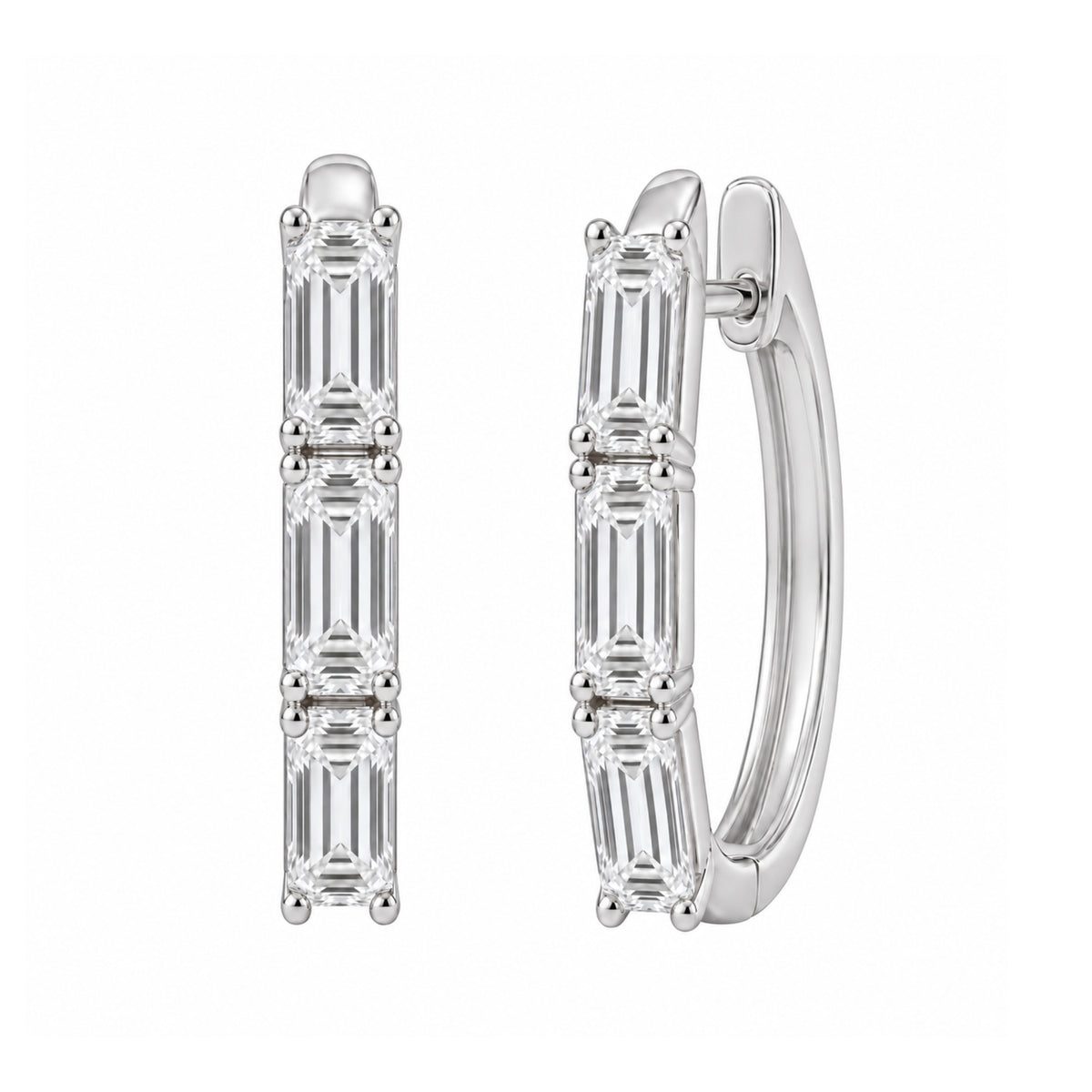 1-3 ctw Emerald Hoop Earrings