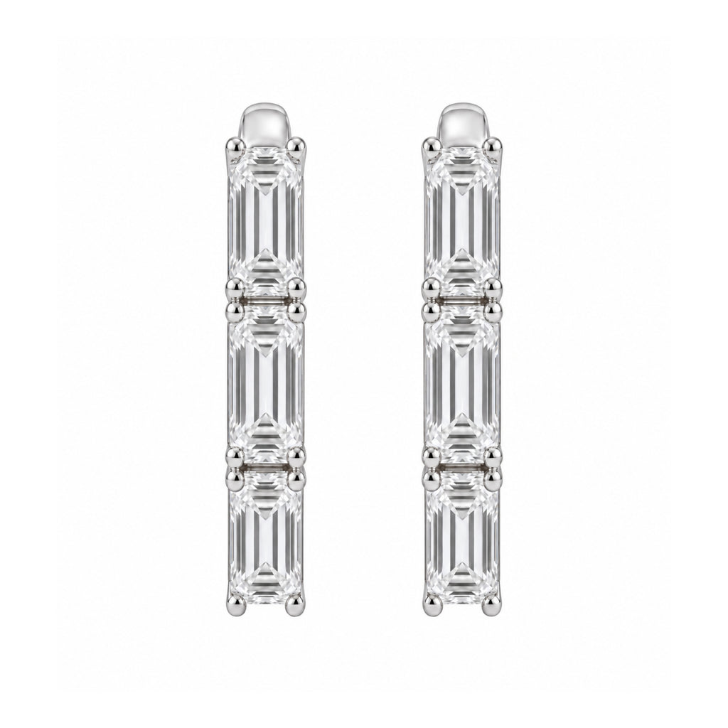 1-3 ctw Emerald Hoop Earrings