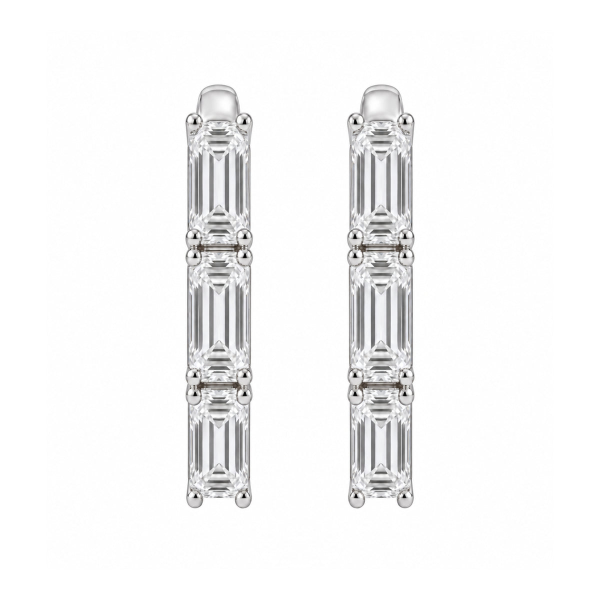 1-3 ctw Emerald Hoop Earrings