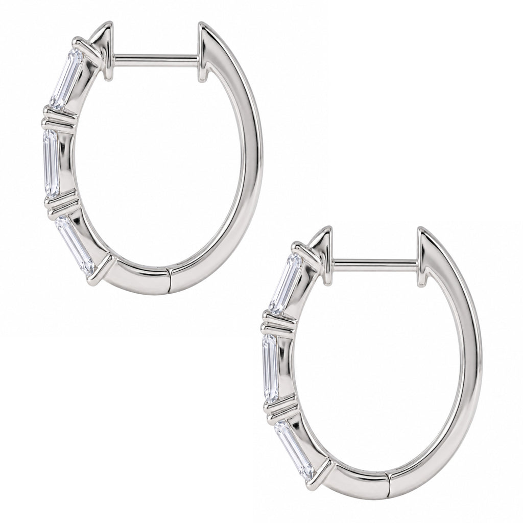 1-3 ctw Emerald Hoop Earrings