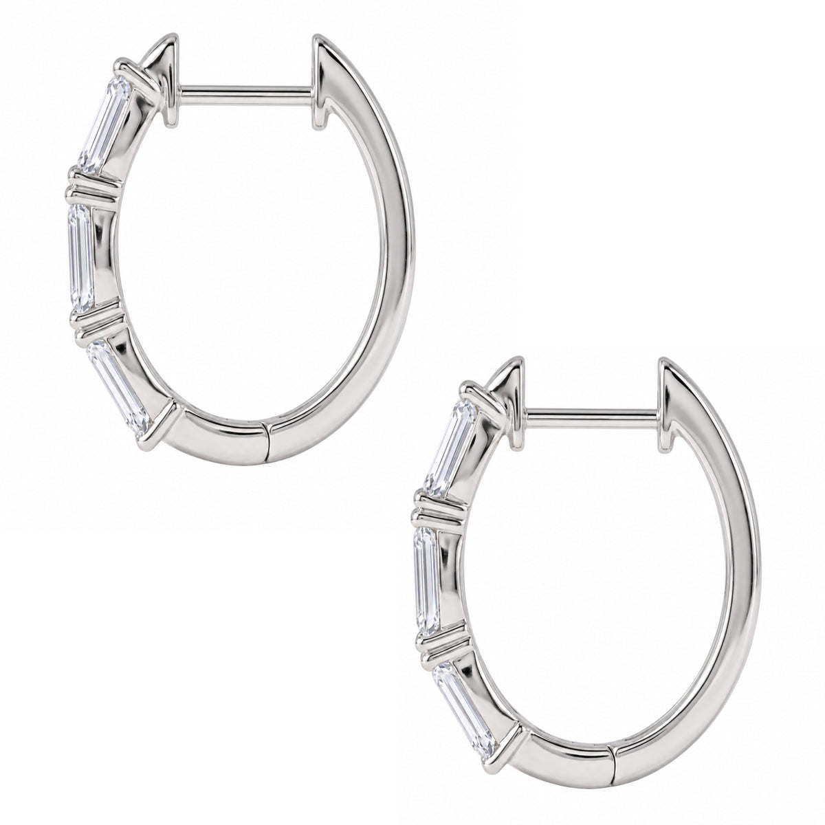 1-3 ctw Emerald Hoop Earrings