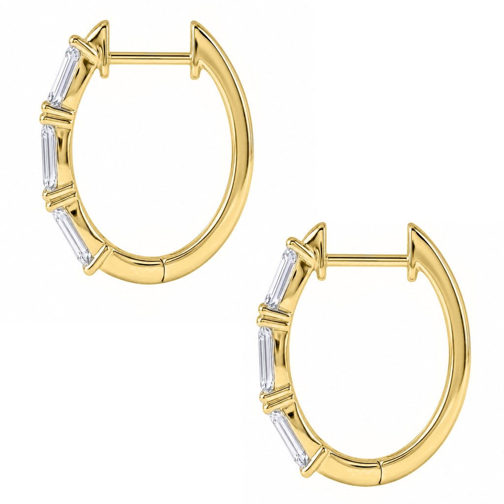 1-3 ctw Emerald Hoop Earrings