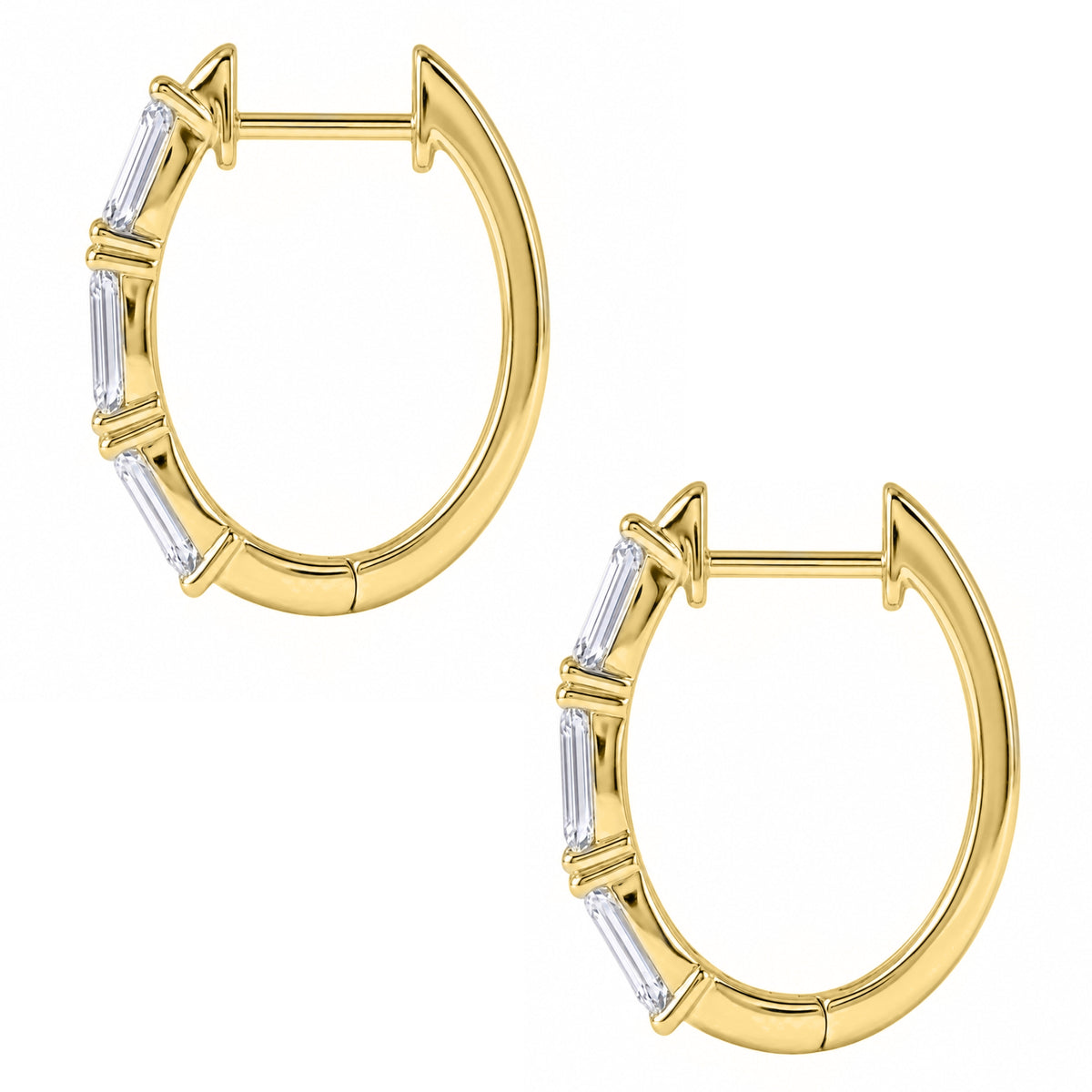 1-3 ctw Emerald Hoop Earrings