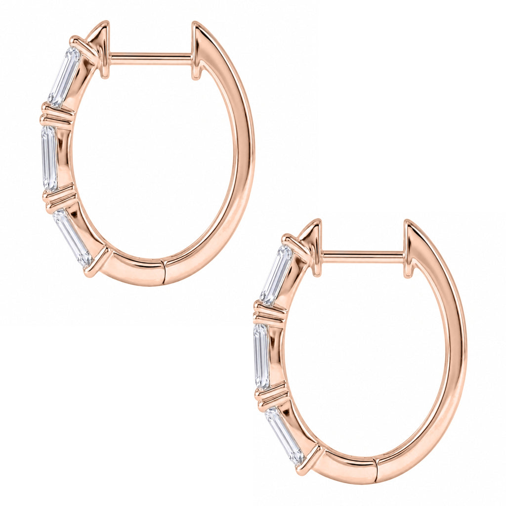 1-3 ctw Emerald Hoop Earrings