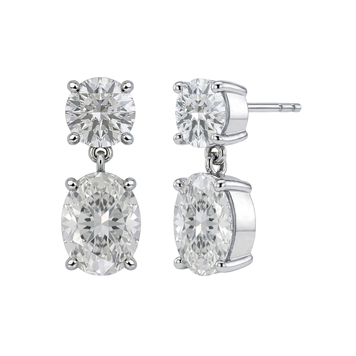 3-5 ctw Round-Oval Stud Earrings