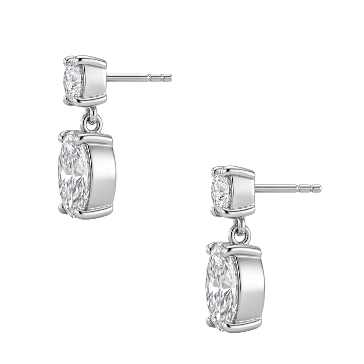 3-5 ctw Round-Oval Stud Earrings