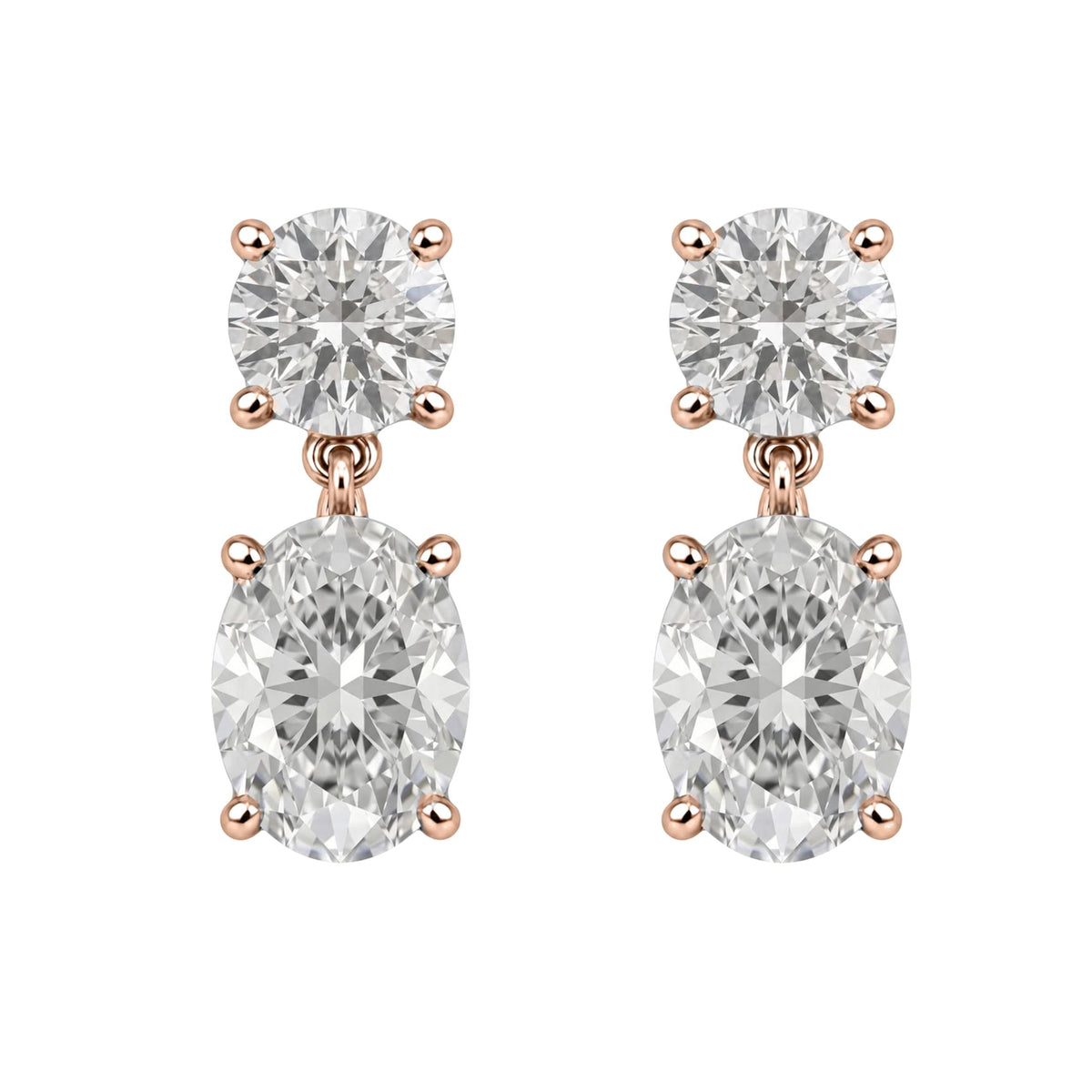 3-5 ctw Round-Oval Stud Earrings