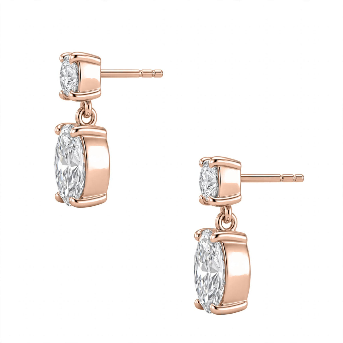 3-5 ctw Round-Oval Stud Earrings