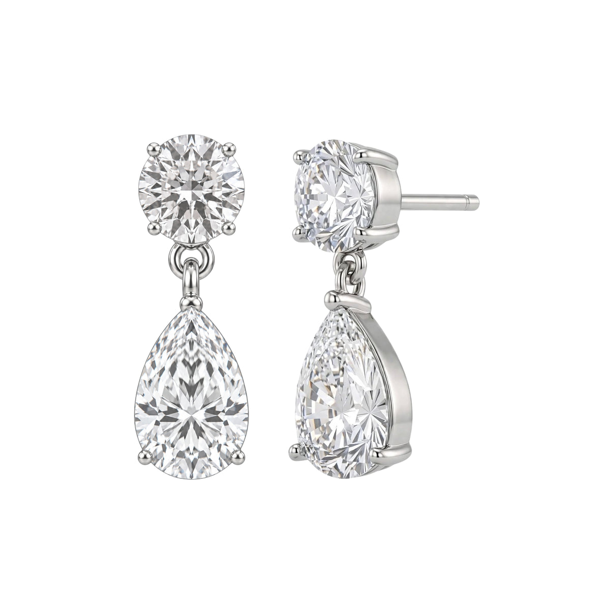 3-5 ctw Round-Pear Stud Earrings