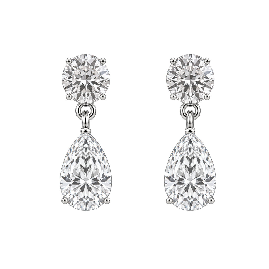 3-5 ctw Round-Pear Stud Earrings