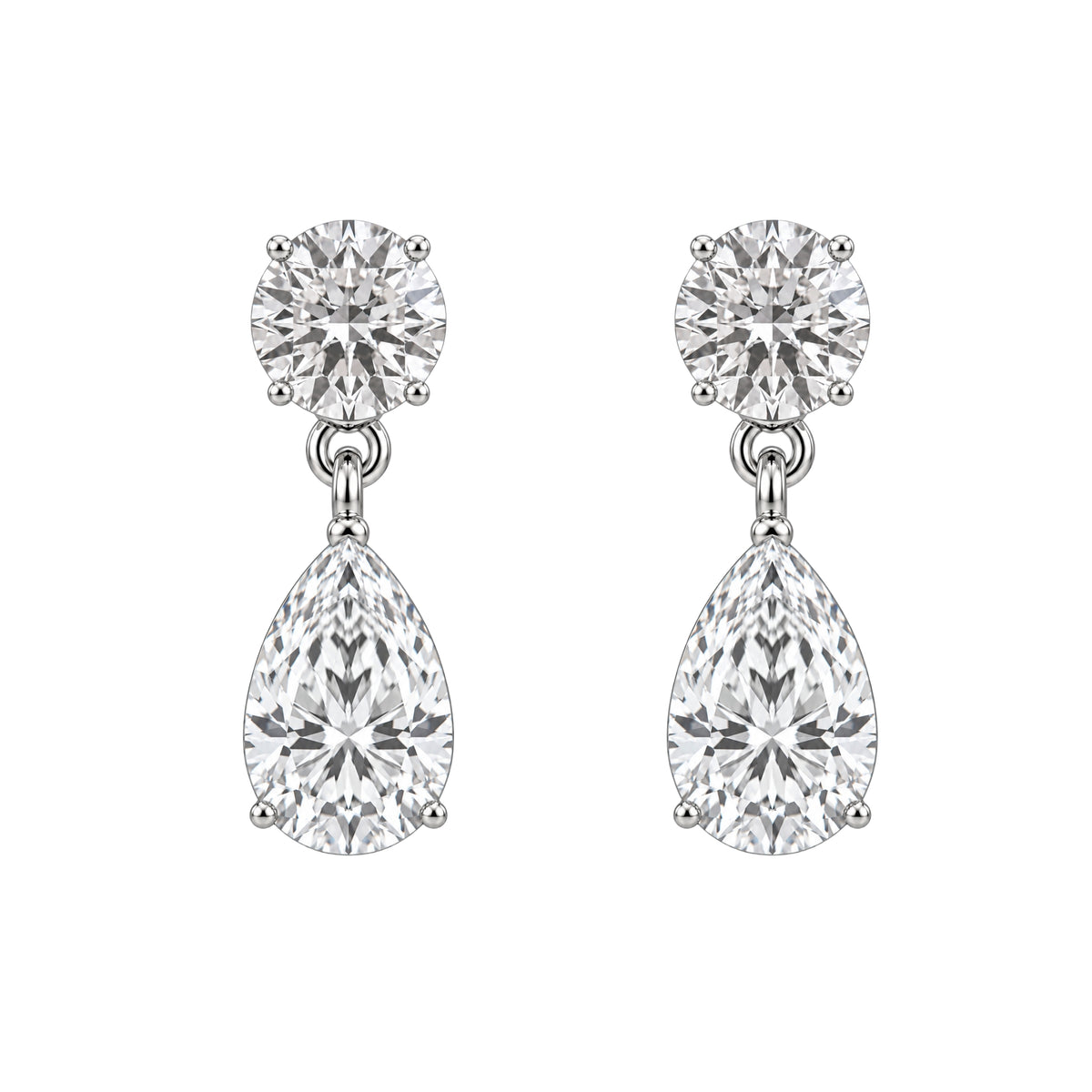 3-5 ctw Round-Pear Stud Earrings