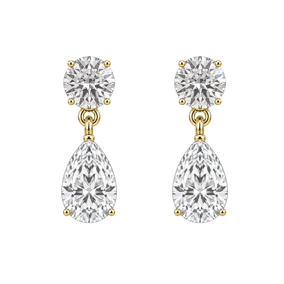 3-5 ctw Round-Pear Stud Earrings