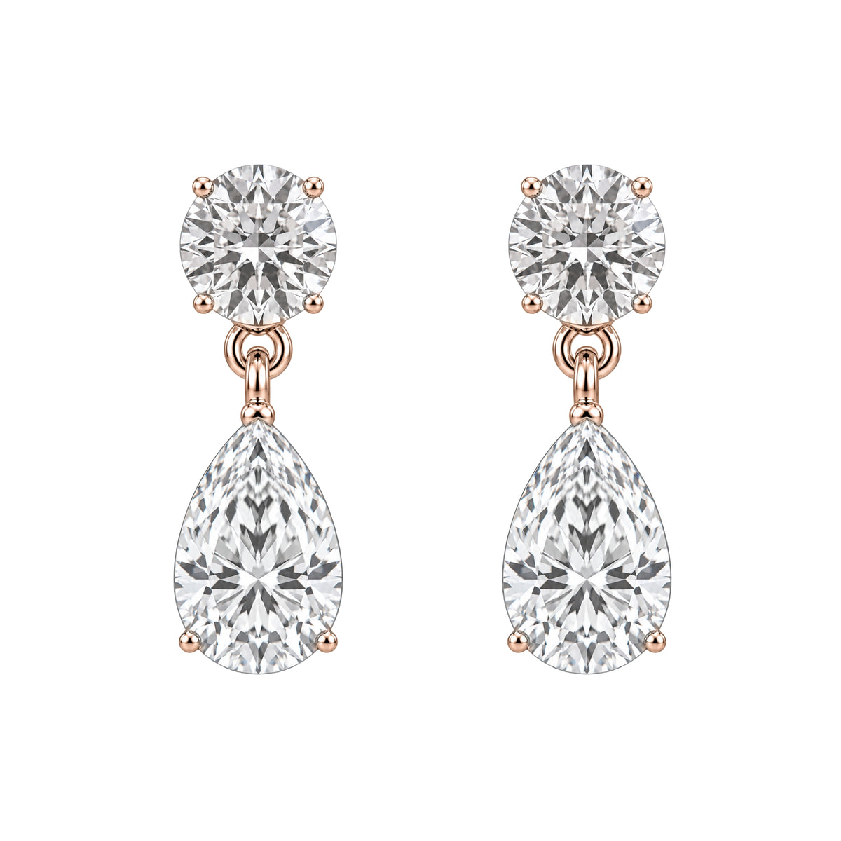 3-5 ctw Round-Pear Stud Earrings
