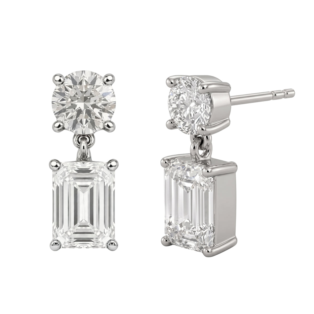 3-5 ctw Round-Emerald Stud Earrings