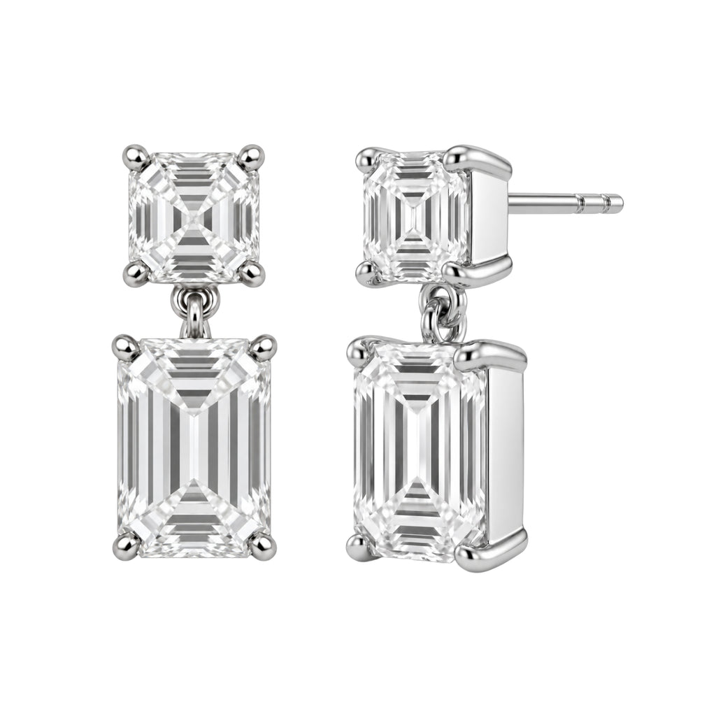 3-5 ctw Emerald-Asscher Stud Earrings