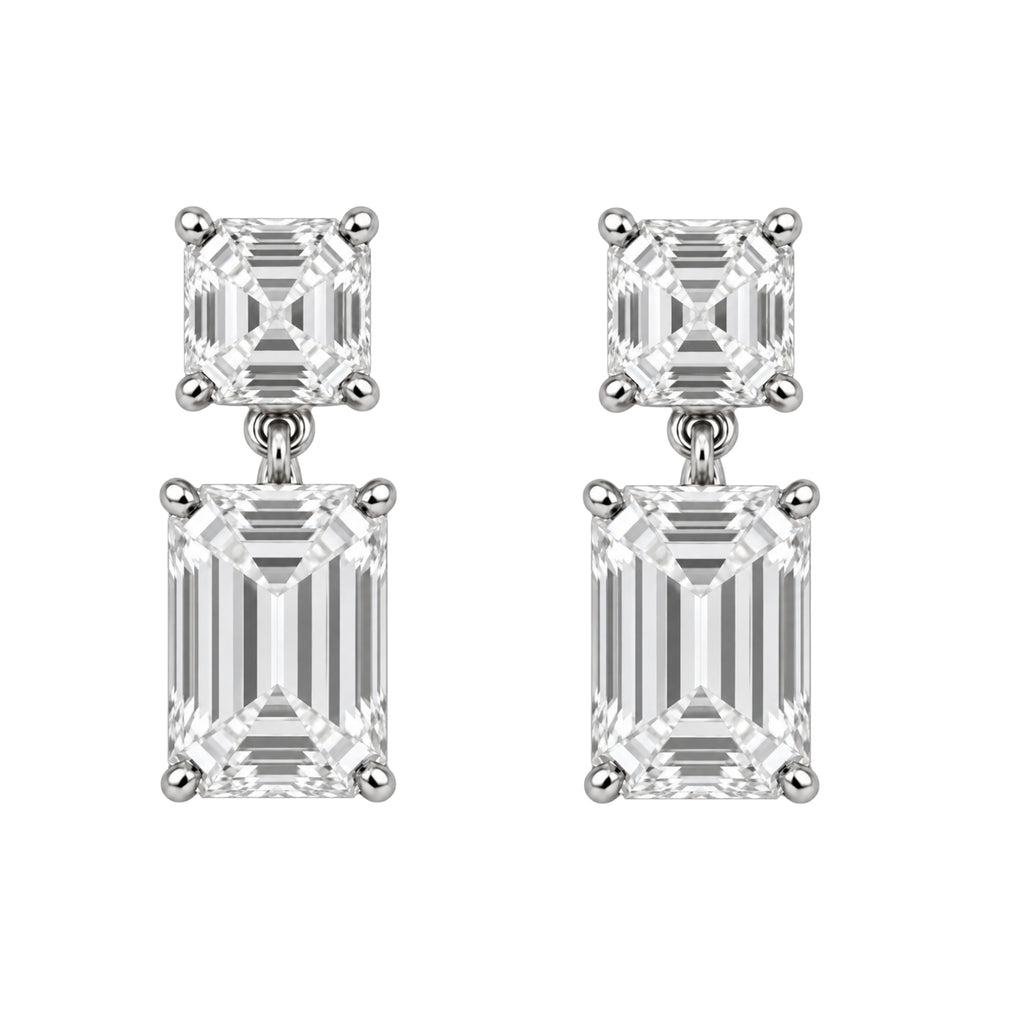 3-5 ctw Emerald-Asscher Stud Earrings