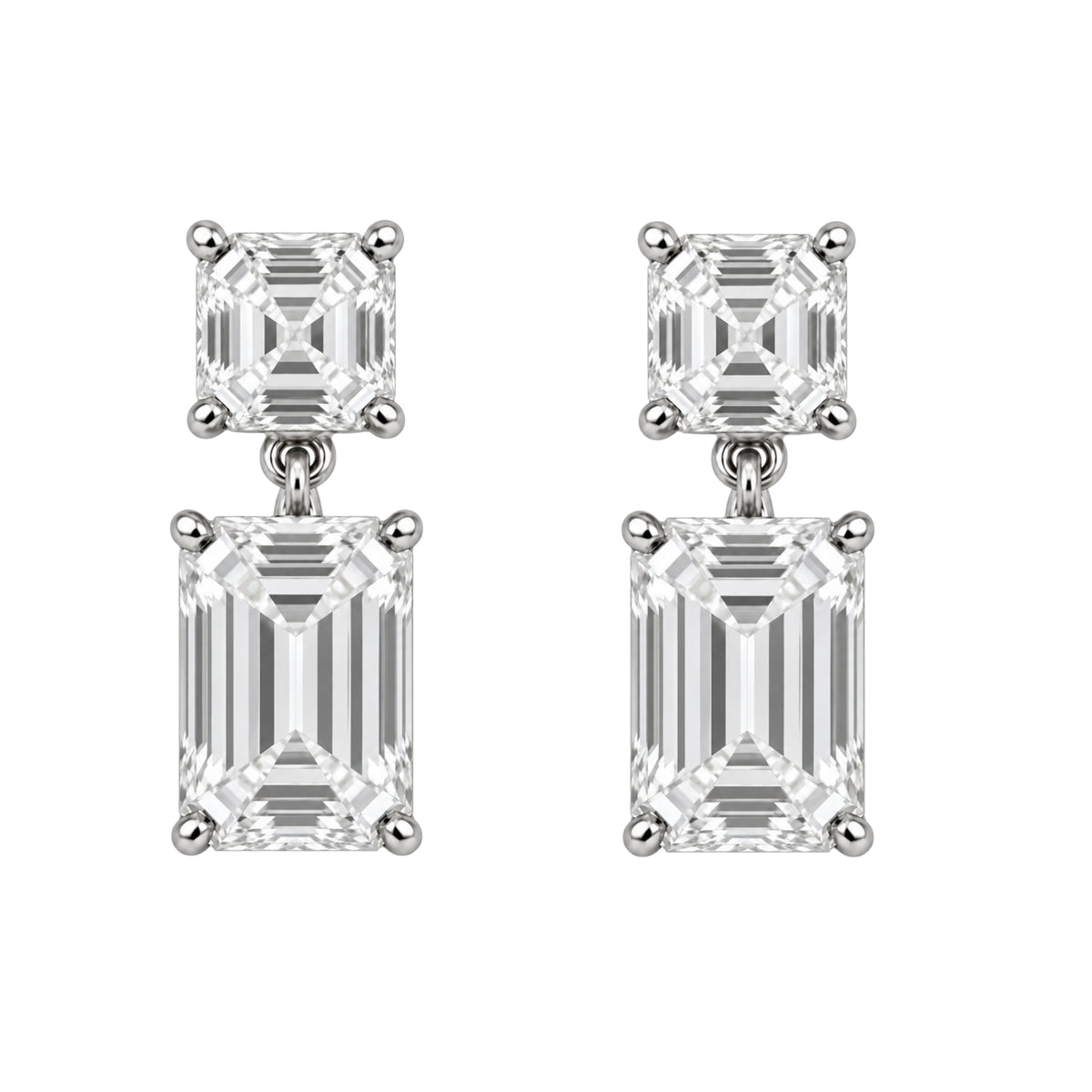 3-5 ctw Emerald-Asscher Stud Earrings