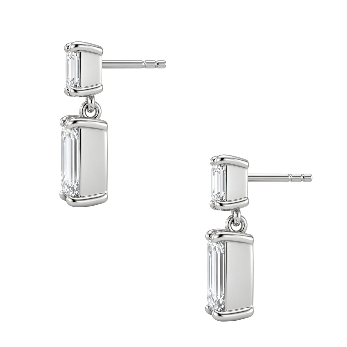3-5 ctw Emerald-Asscher Stud Earrings