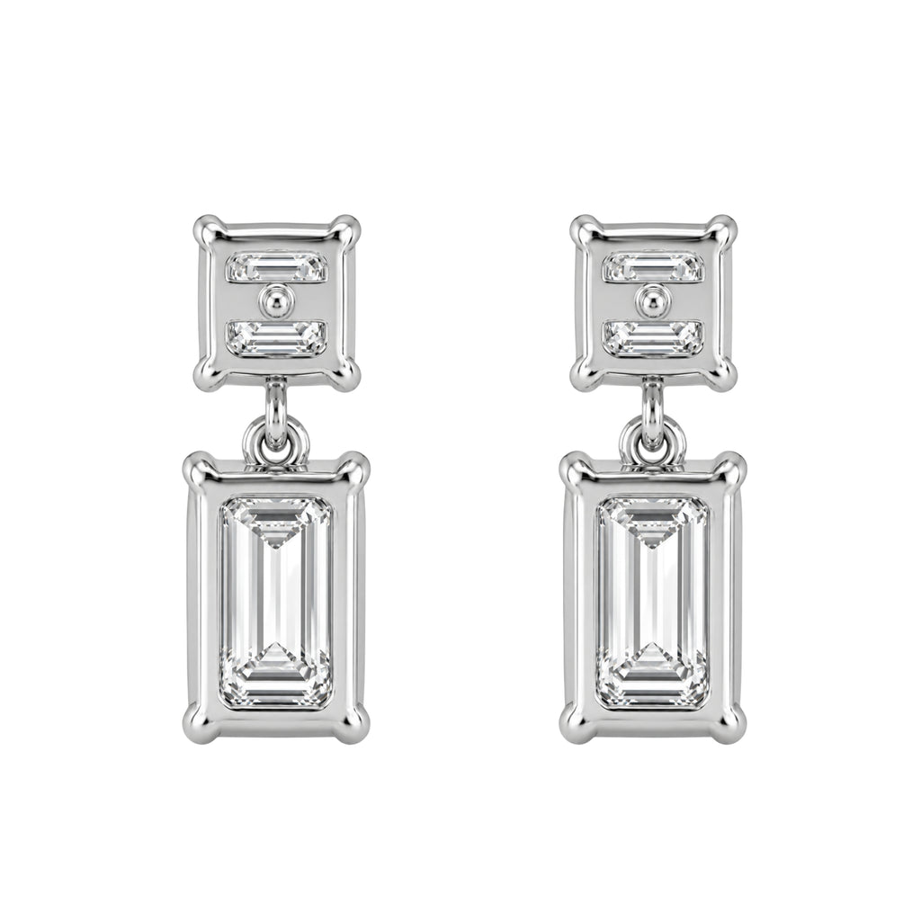 3-5 ctw Emerald-Asscher Stud Earrings