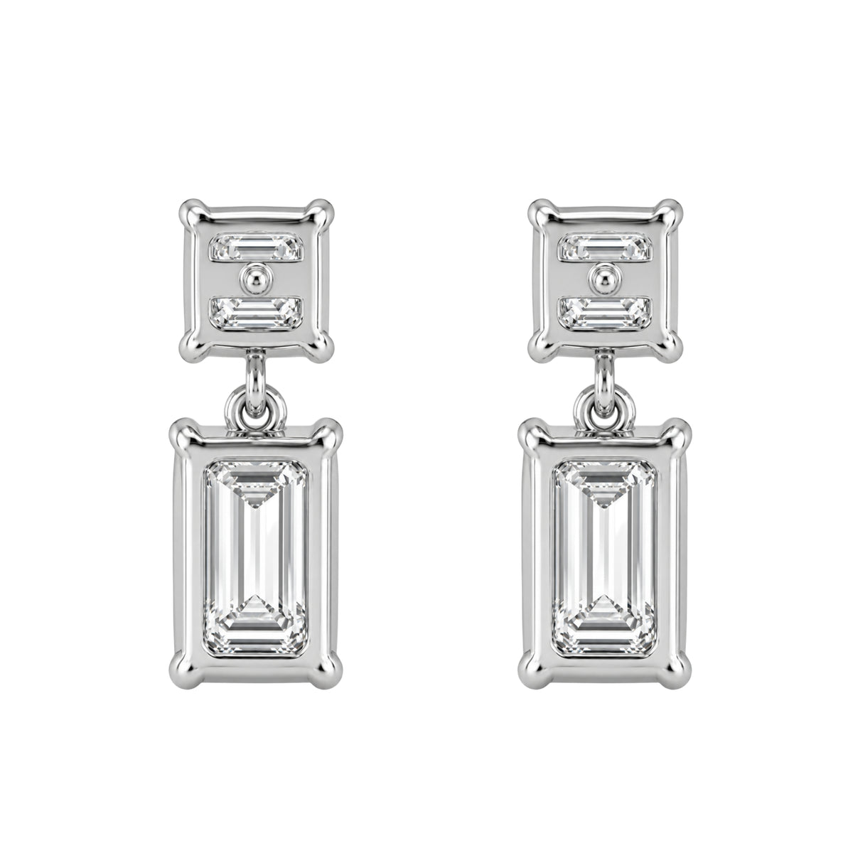 3-5 ctw Emerald-Asscher Stud Earrings
