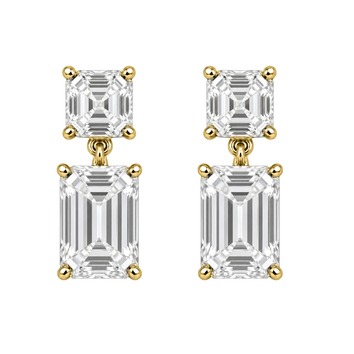 3-5 ctw Emerald-Asscher Stud Earrings