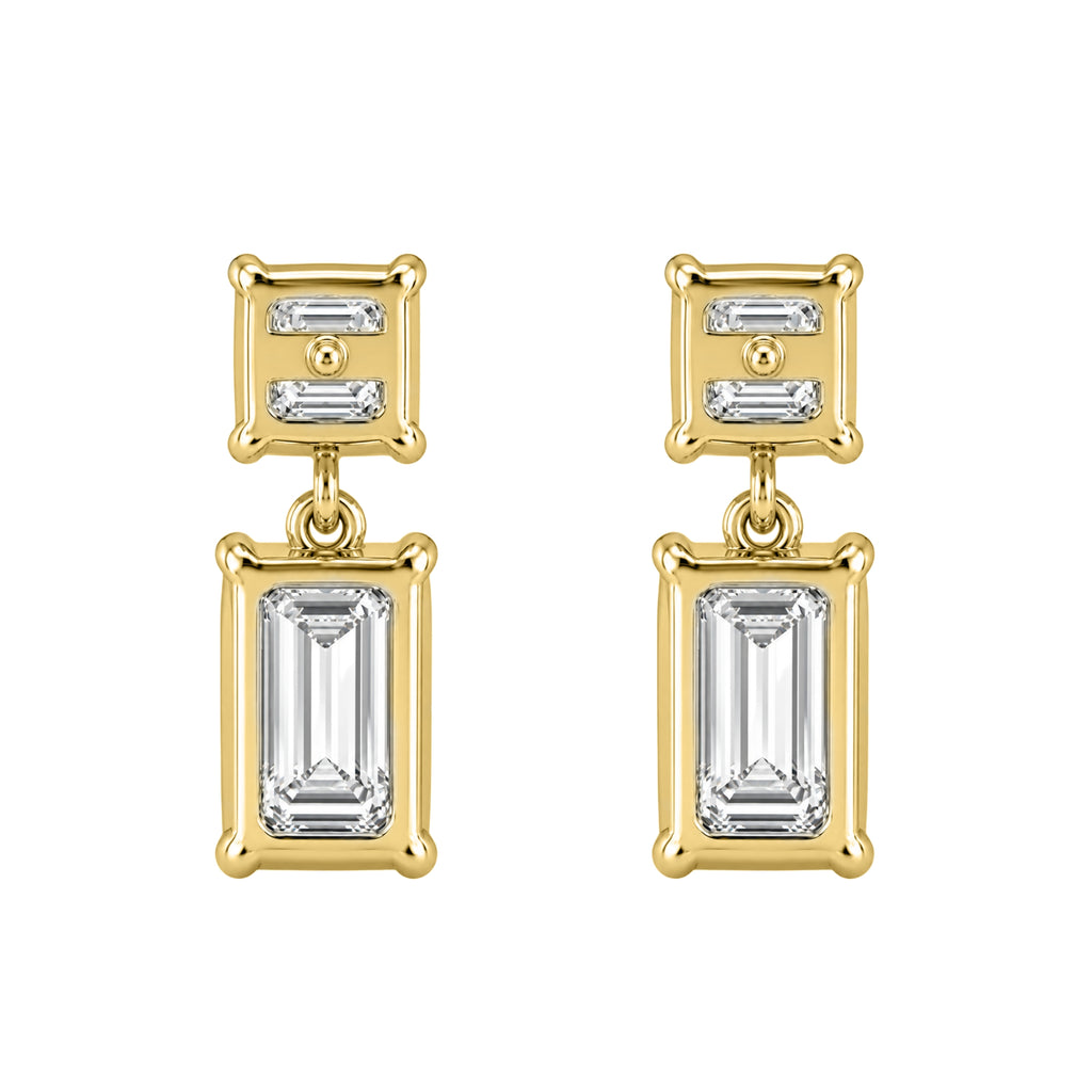 3-5 ctw Emerald-Asscher Stud Earrings