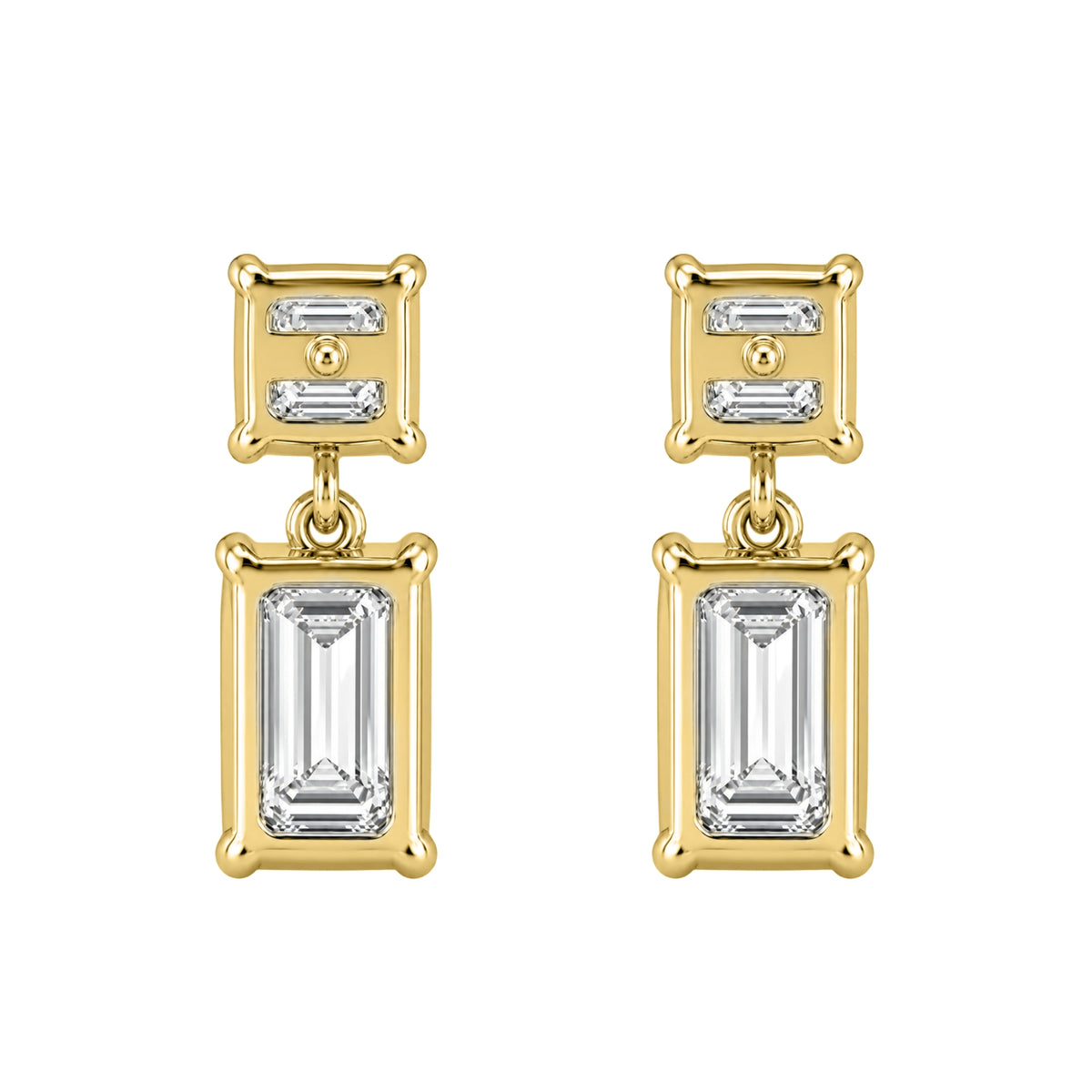 3-5 ctw Emerald-Asscher Stud Earrings