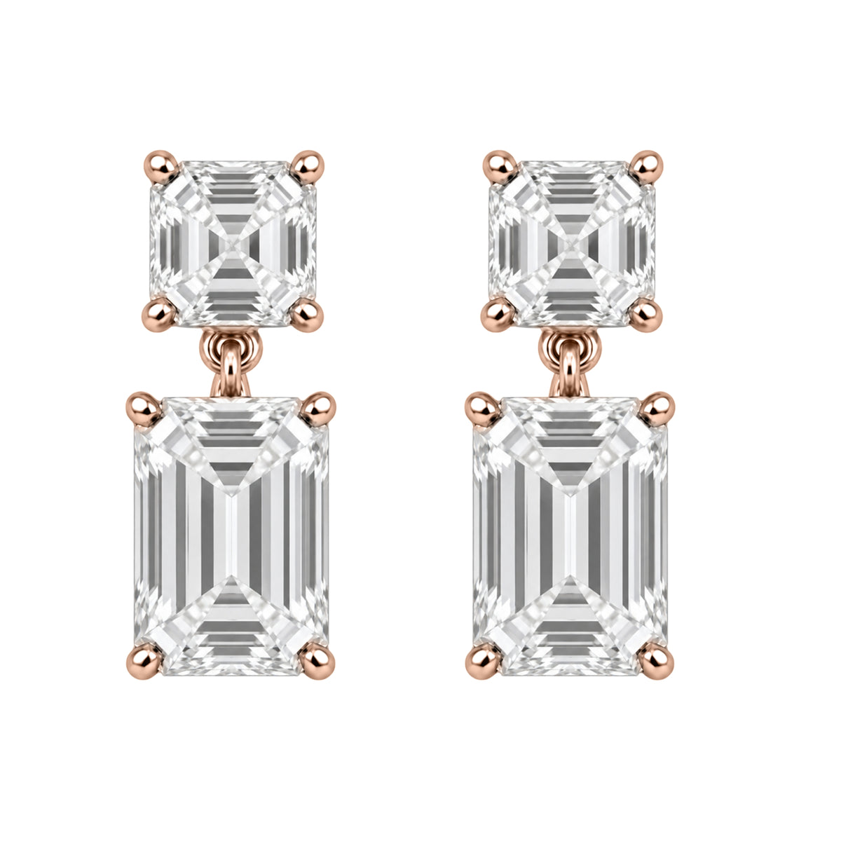 3-5 ctw Emerald-Asscher Stud Earrings