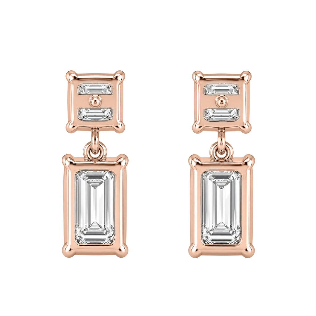 3-5 ctw Emerald-Asscher Stud Earrings